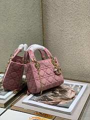 Dior Mini 3D Crystal Buckle Velvet Princess Bag Pink Size 17 cm - 6