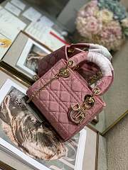 Dior Mini 3D Crystal Buckle Velvet Princess Bag Pink Size 17 cm - 5