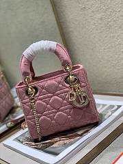 Dior Mini 3D Crystal Buckle Velvet Princess Bag Pink Size 17 cm - 2