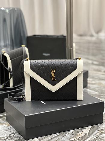 YSL Gaby Envelope Bag Black/White 668893 Size 26 × 18 × 5 cm
