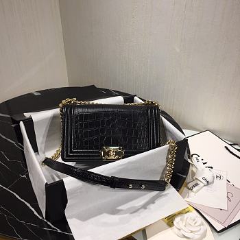 Chanel Leboy Crocodile Pattern Black 67086 Size 25 cm