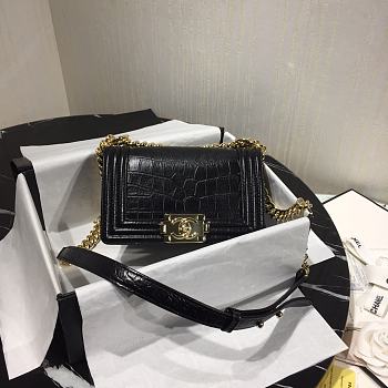 Chanel Leboy Crocodile Pattern Black 67086 Size 20 cm