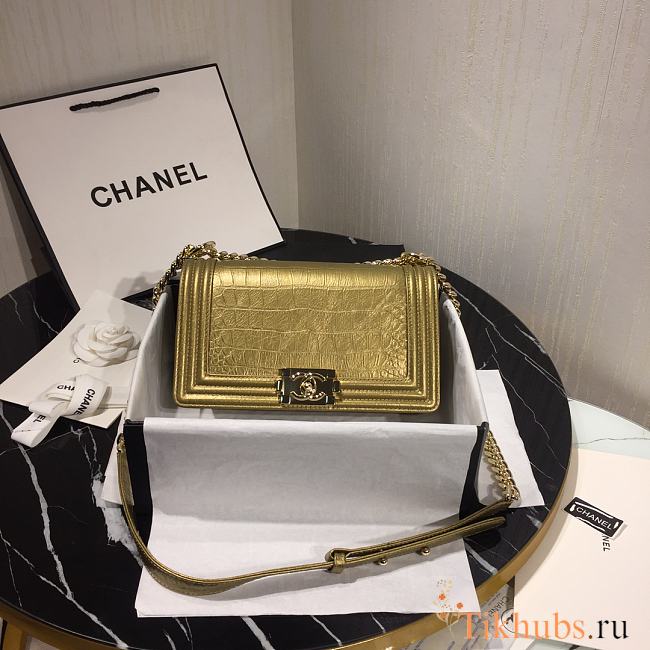 Chanel Leboy Crocodile Pattern Gold 67086 Size 25 cm - 1