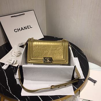 Chanel Leboy Crocodile Pattern Gold 67086 Size 25 cm