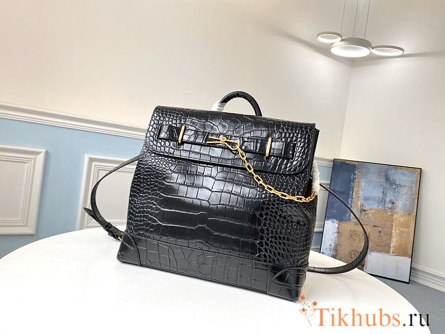 LV Steamer Crocodile Pattern Black M44997 Size 38 x 39 x 15 cm - 1