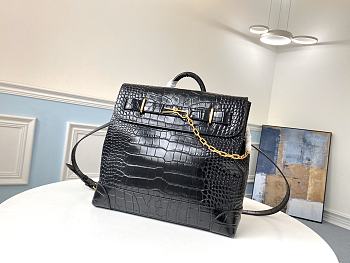 LV Steamer Crocodile Pattern Black M44997 Size 38 x 39 x 15 cm