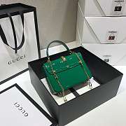 Gucci Sylvie 1969 Black Patent Leather Top Handle Bag Green Size 20 x 14 x 5 cm - 4