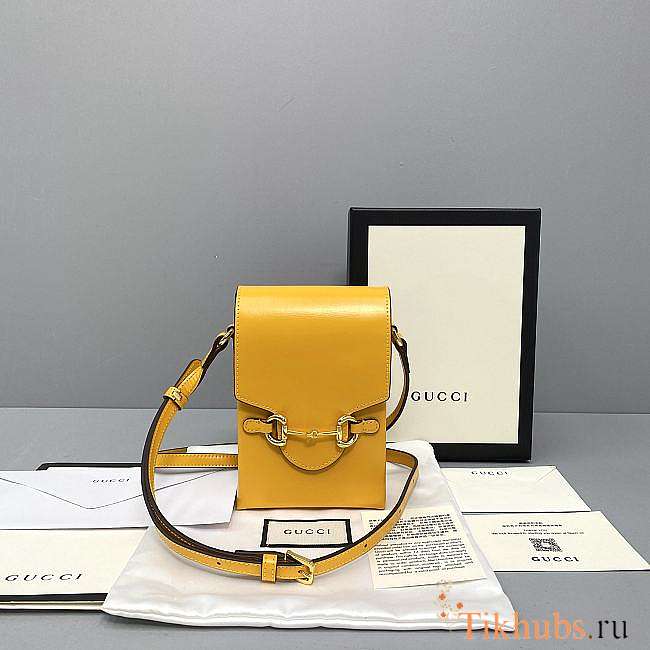 Gucci Liberty 1955 Horsenit Bag Yellow Size 11.5 x 17 x 4 cm - 1