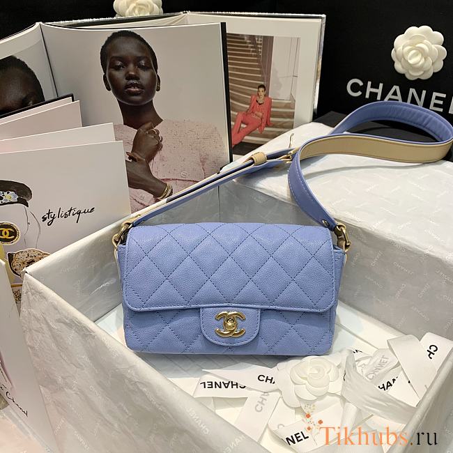 Chanel Calfskin Flap Bag Blue AS2273 Size 20 x 6 x 12 cm - 1