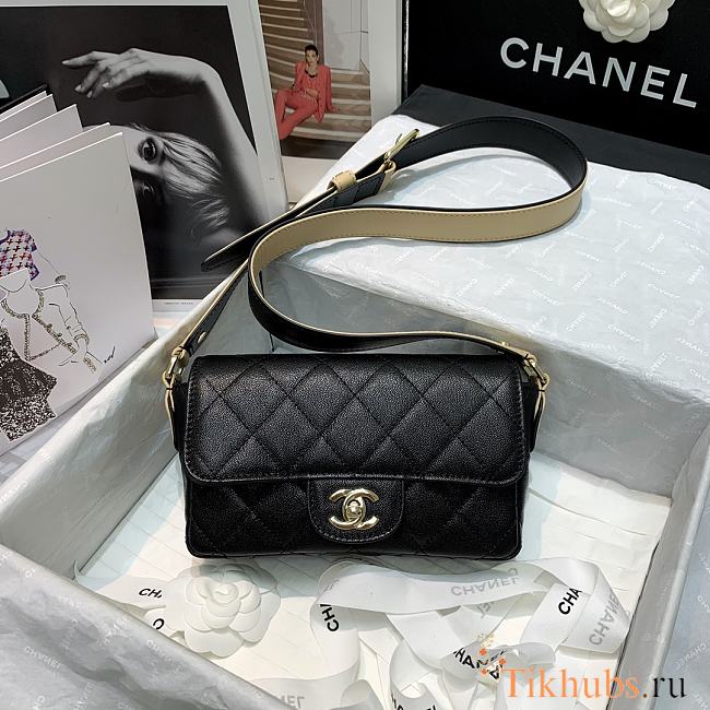 Chanel Calfskin Flap Bag Black AS2273 Size 20 x 6 x 12 cm - 1