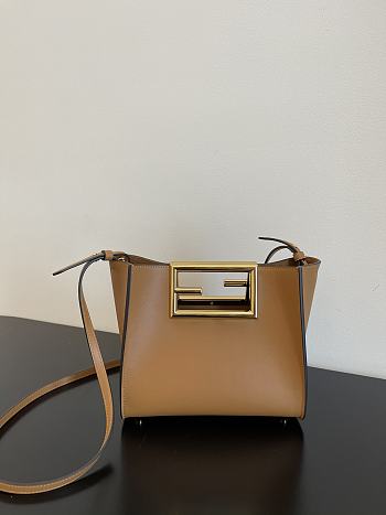 Fendi Double F Buckle Handbag Brown 551 Size 20 x 9 x 17 cm