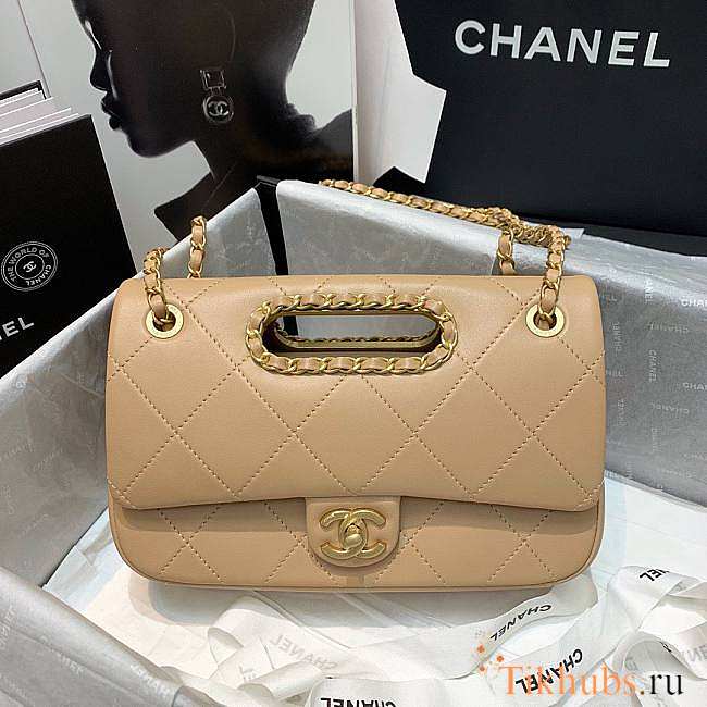 Chanel Handle Flap Bag Beige AS1466 Size 26 x 17 x 6 cm - 1