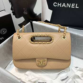 Chanel Handle Flap Bag Beige AS1466 Size 26 x 17 x 6 cm