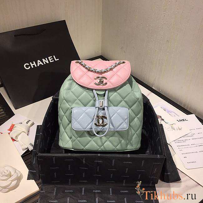 Chanel Grained Calfskin Pink Backpack AS1371 Size 21.5 x 24 x 12 cm - 1
