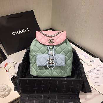 Chanel Grained Calfskin Pink Backpack AS1371 Size 21.5 x 24 x 12 cm