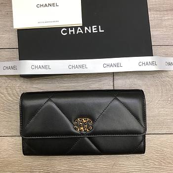 Chanel Long Wallet Black 6871 Size 19 cm