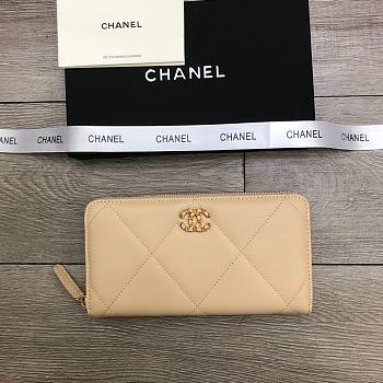 Chanel Long Wallet Beige 6871 Size 19 cm
