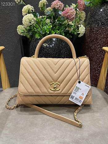 Chanel Coco Top Handle Bag Beige Size 29 cm
