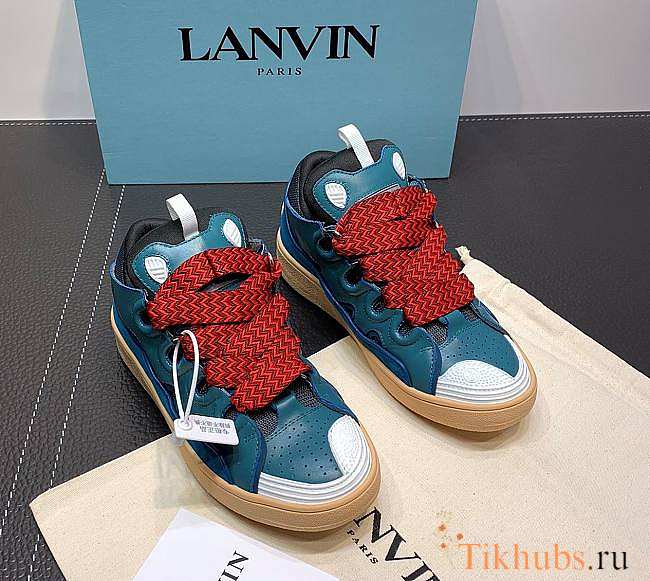 Lanvin Curb Zigzag-Laces Blue Sneakers - 1