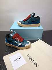 Lanvin Curb Zigzag-Laces Blue Sneakers - 5