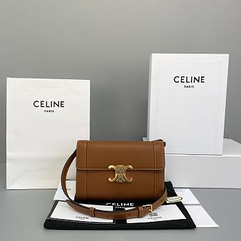 Celine Arc De Triomphe Buckle Flap Bag Brown 60173 Size 21 x 15 x 4.5 cm