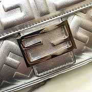 Fendi Baguette Silver Leather Bag 26cm - 3