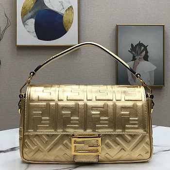 Fendi Baguette Gold Leather Bag 26cm