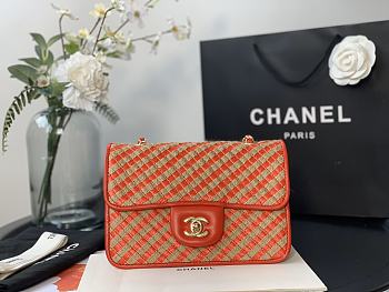 Chanel Flap Bag Straw Woven Size 21 x 14 x 9 cm