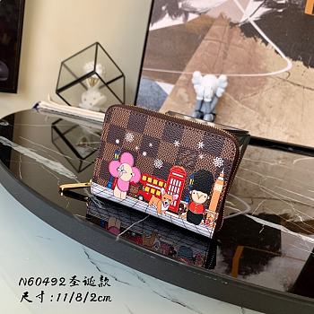 LV Brown Grid Silk Screen N60492 Size 11 x 8 x 2 cm