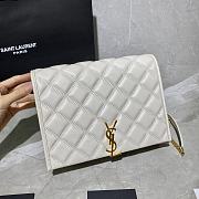 YSL Becky Quilted Lambskin Chain Bag White 629246 Size 25 x 17 x 7 cm - 5