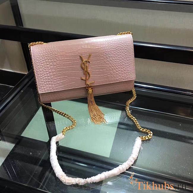 YSL Crocodile Pattern Chain Bag Size 24 × 14.5 × 5.5 cm - 1