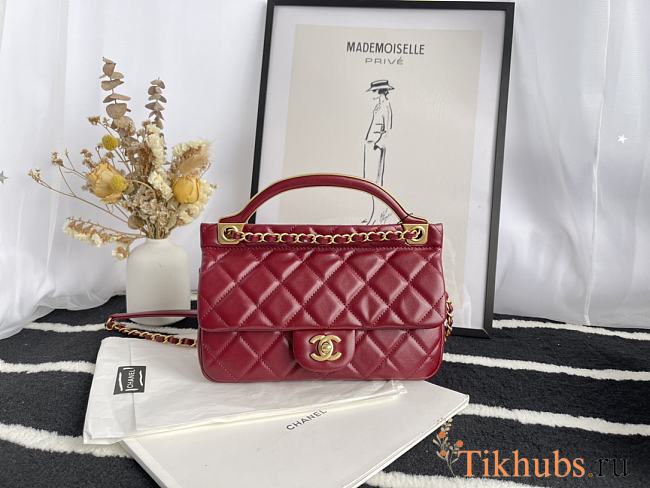 Chanel Mini Castle Series Hanger Bag Red 22 cm - 1