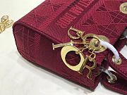 Lady Dior Embroidered Checkered Red 44531 Size 17 cm - 4