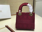 Lady Dior Embroidered Checkered Red 44531 Size 17 cm - 3