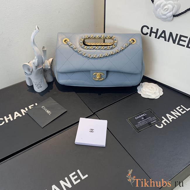 Chanel Flip-Top Chain Bag Light Blue AS1466 Size 26 x 17 x 6 cm - 1