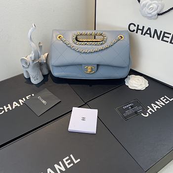 Chanel Flip-Top Chain Bag Light Blue AS1466 Size 26 x 17 x 6 cm