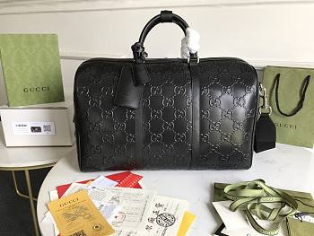 Gucci GG Embossed Duffle Bag Black 625768 Size 44.5 x 28 x 24.5 cm