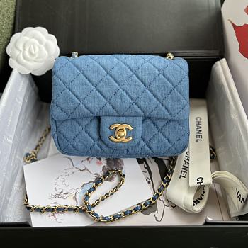 Chanel Denim Flap Bag Size 17 cm