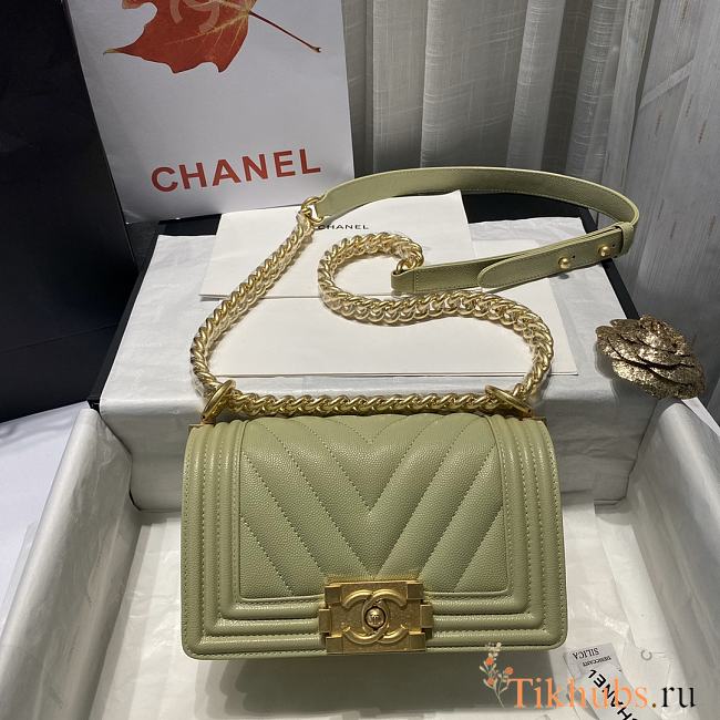 Chanel Leboy Grain Calfskin Green 67085 Size 20 cm - 1