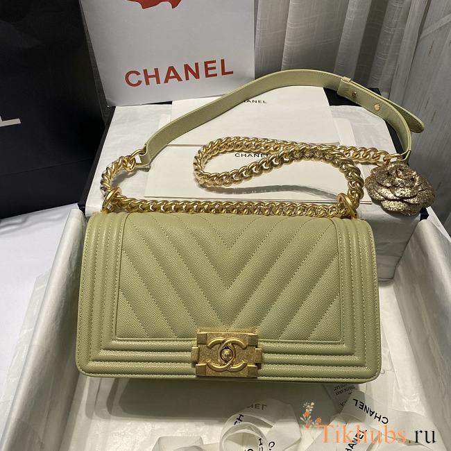 Chanel Leboy Grain Calfskin Green 67086 Size 25 cm - 1