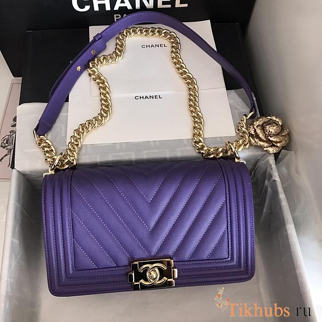 Chanel Leboy Grain Calfskin Purple 67086 Size 25 cm - 1