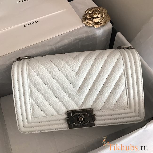 Chanel Leboy Grain Calfskin White 67086 Size 25 cm - 1