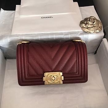 Chanel Leboy Grain Calfskin Red Wine 67085 Size 20 cm