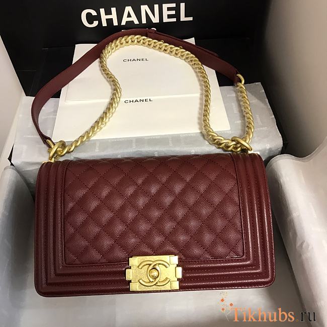 Chanel Leboy Grain Calfskin Red Wine 01 67086 Size 25 cm - 1