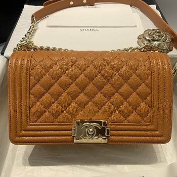 Chanel Leboy Grain Calfskin Caramel 67086 Size 25 cm