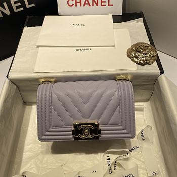 Chanel Leboy Grain Calfskin Light Purple 01 67085 Size 20 cm