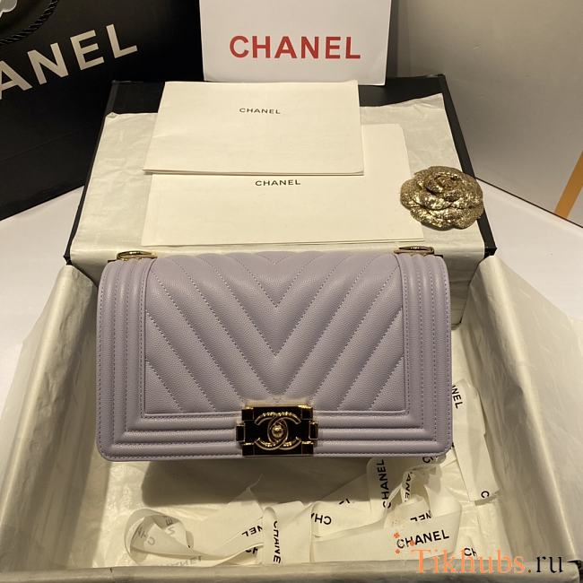 Chanel Leboy Grain Calfskin Light Purple 01 67086 Size 25 cm - 1