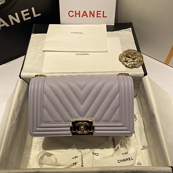Chanel Leboy Grain Calfskin Light Purple 01 67086 Size 25 cm