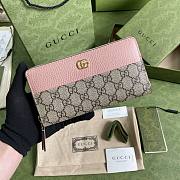 Gucci Gg Marmont Zip Around Wallet Pink 456117 Size 19 x 10 x 3.5 cm - 1