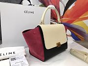 Celine Trapeze small Lambskin Leather bag Beige Red Size 26 cm - 5